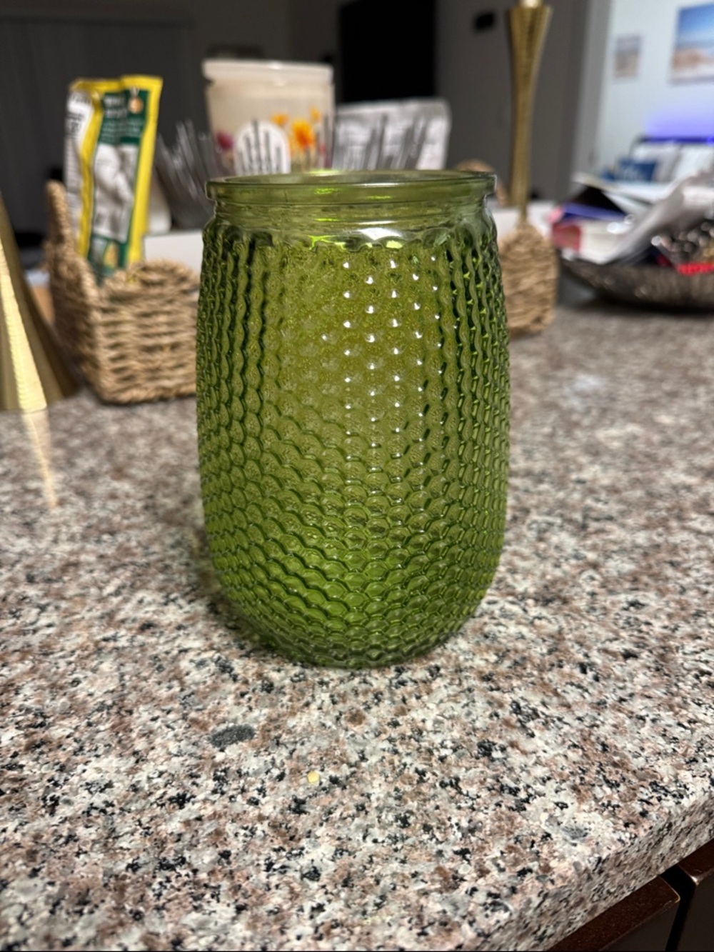 Green Textured Glass Vase - Home Accents